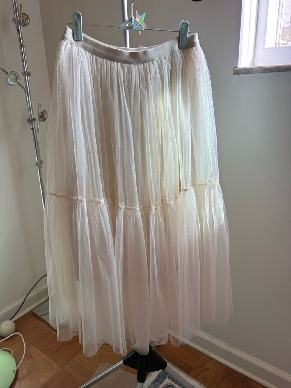 Women's Cream Tiered Tulle Skirt